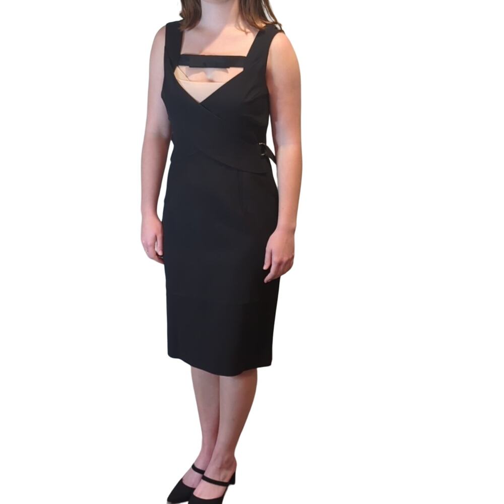 Sportmax. Black Dress. Size 10. CrossOver Top with Bow.